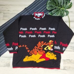 Disney Vintage Winnie The Pooh Mockneck Sweater Pooh Tigger Size Large